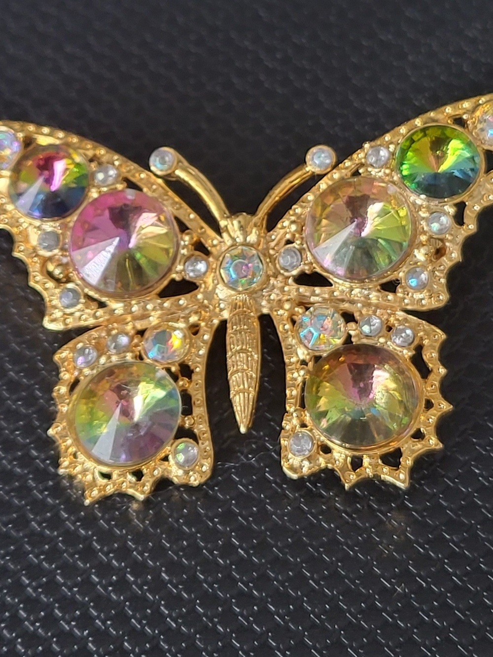 Vintage Rivoli Watermelon Rhinestone Buttertfly Brooch